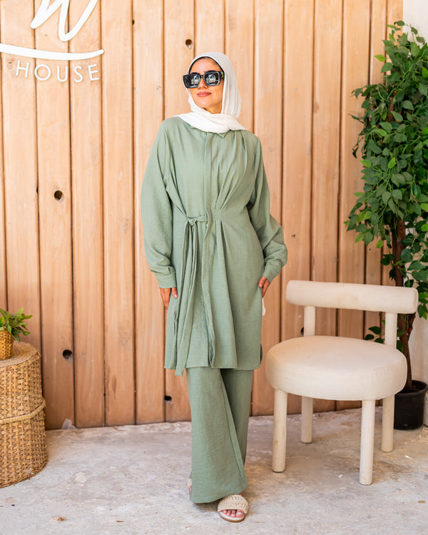 Asymmetric Linen Blouse-Mint