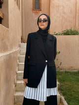 Blazer With Striped Extension - Black