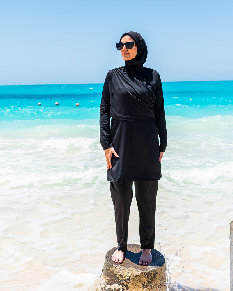 Draped Burkini-Black