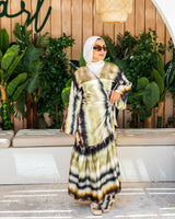 Tie-Dye Dress With Scarf-Olive