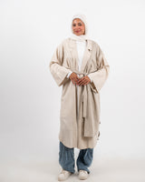 Half & Half Linen Cardigan-Beige