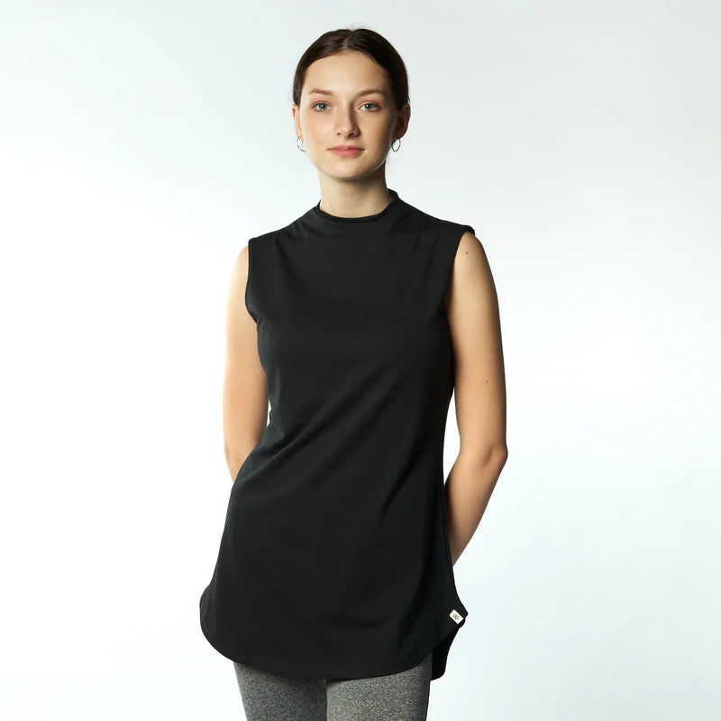 Double Layered Sleeveless /Long T-shirt - Black