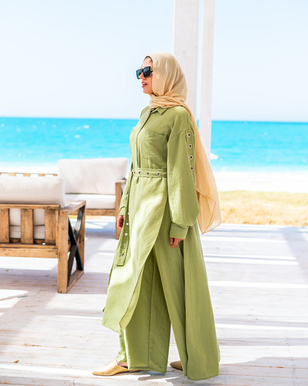 Eyelets Jumpsuit-Lime