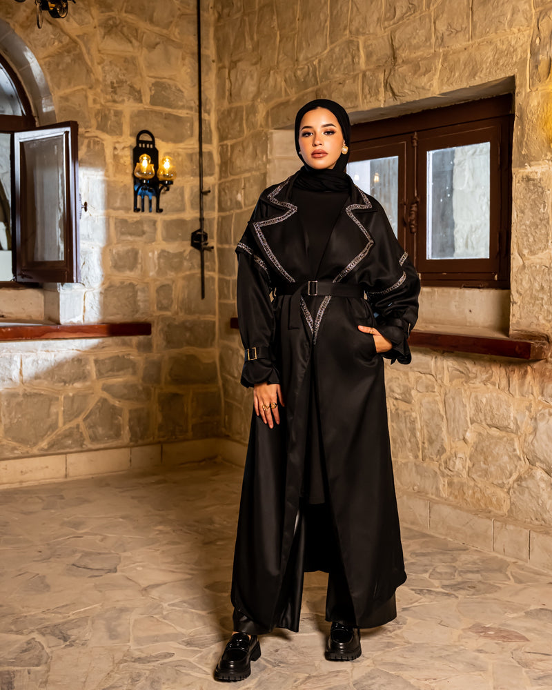 Gabardine Abaya - Black