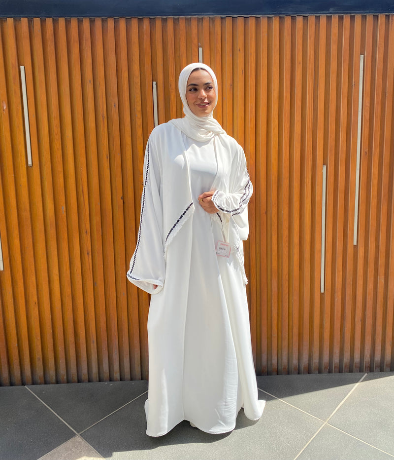 High-Low Abaya - White