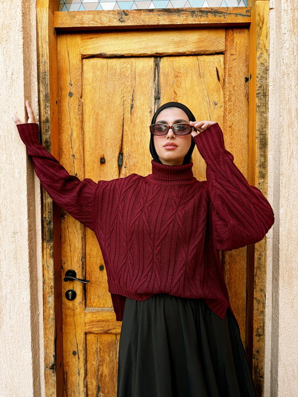 High-Low Pullover - Maroon