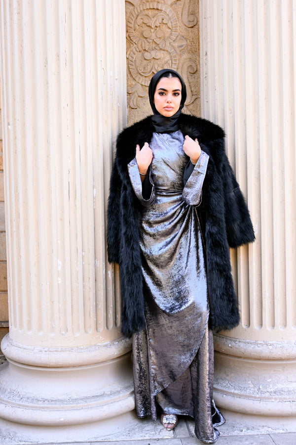 Faux Fur Coat-Black