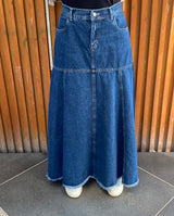 Paneled Denim Skirt - Blue