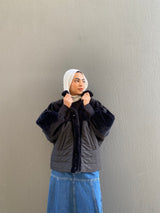 Quilted Fur Jacket - Black