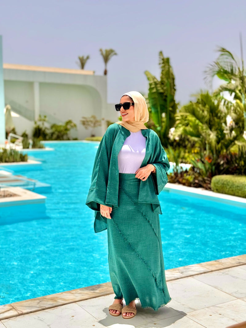 Linen Kimono-Teal