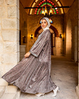 Mix Prints Velvet Kaftan - Olive