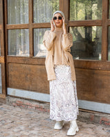 Accordion Suede Skirt - Boho Beige