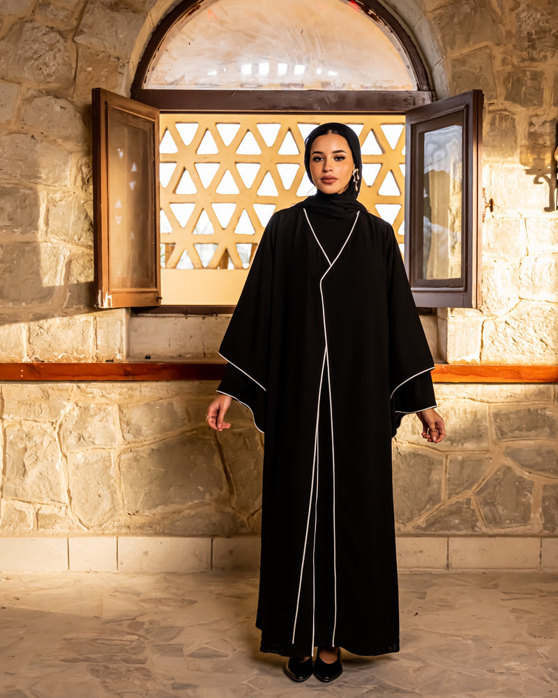 Piping Abaya - Black