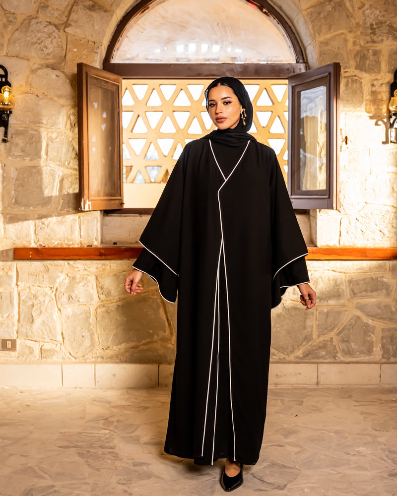 Piping Abaya - Black