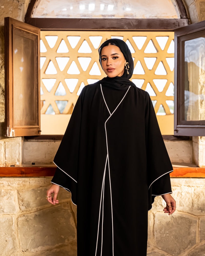 Piping Abaya - Black