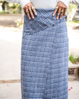 Plaid Fringed Skirt - Blue