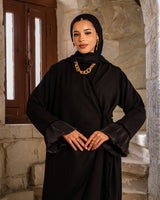 Pleated End Abaya - Black