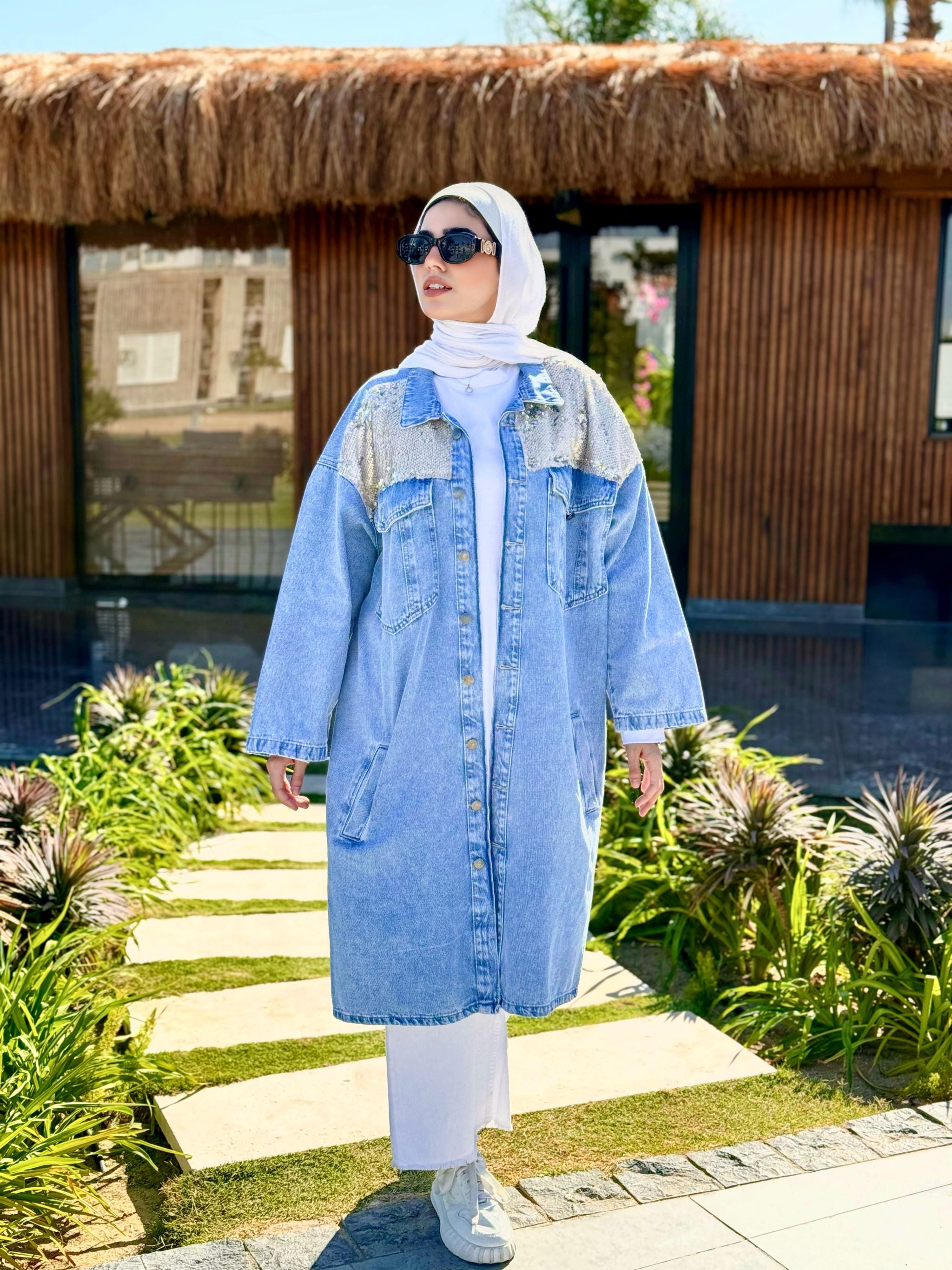 Sequin Denim Jacket-Blue – Hijab Boutique