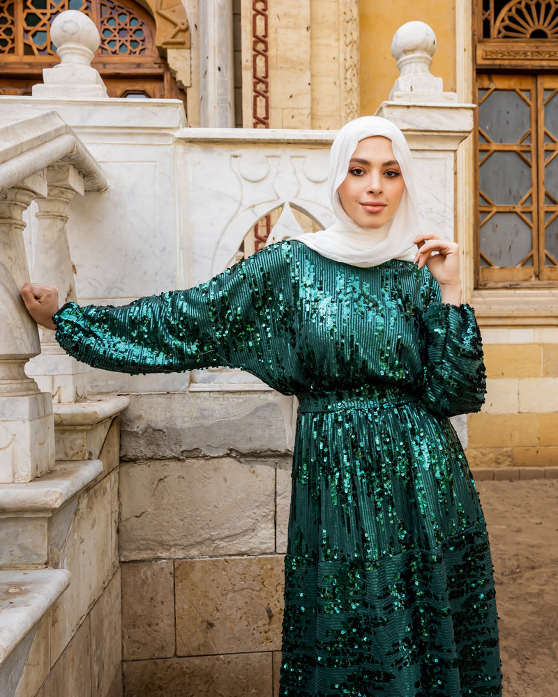 Sequin Dress-Green (Available Only At Stores)