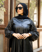 Shirt With Studded Sleeves - Black