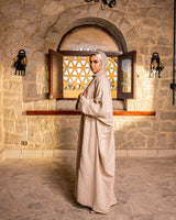 Squares Piped Kaftan - Beige