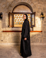 Squares Piped Kaftan - Black