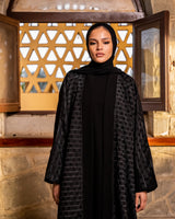 Squares Piped Kaftan - Black