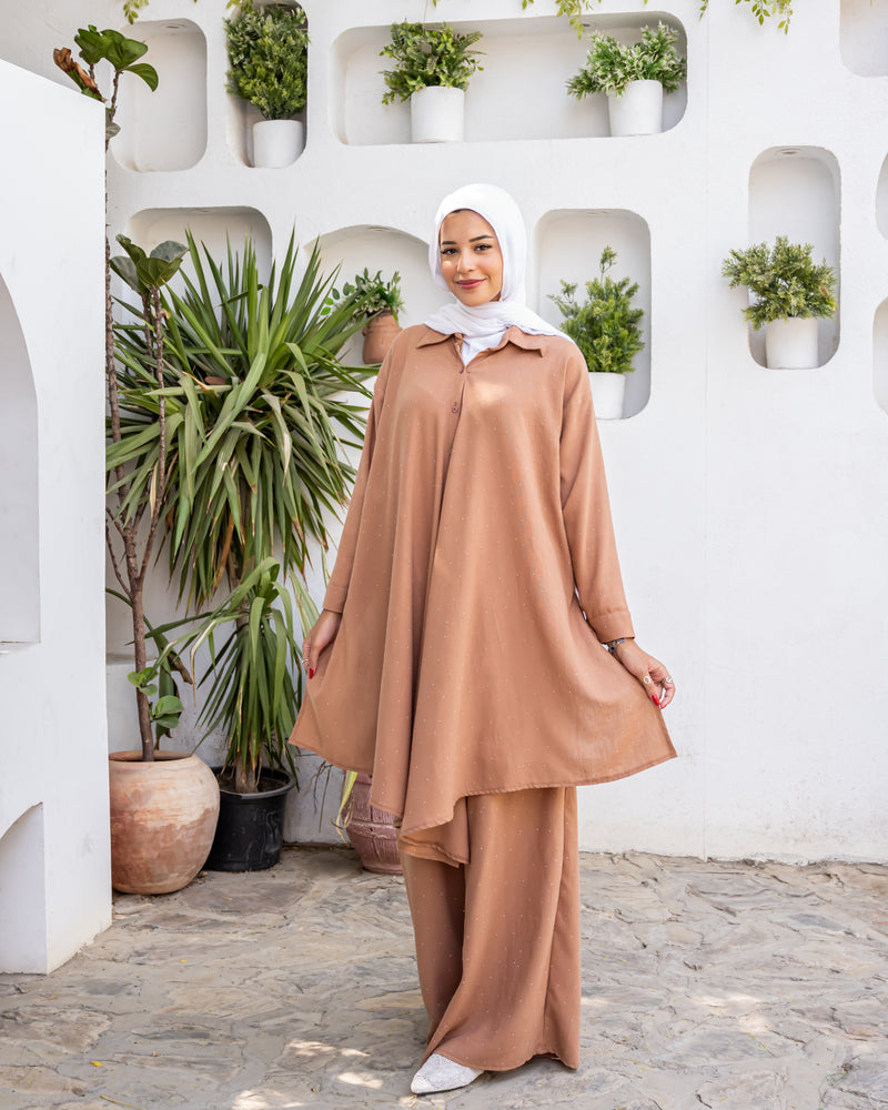 Strassed Blouse - Brown